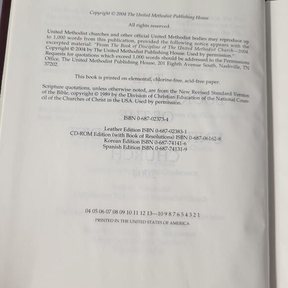 Vintage 2004 Book of Discipline United Methodist Church Hardcover Religious Law - Picture 3 of 15